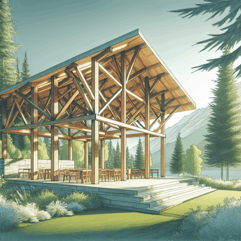 View of Sustainable Timber Pavilion Ideas - Utah Pergola Company